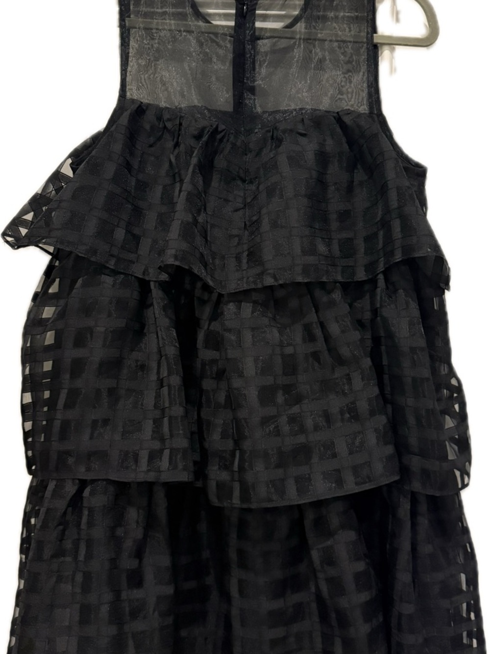 English Factory Black Tiered A-Line Mesh Dress